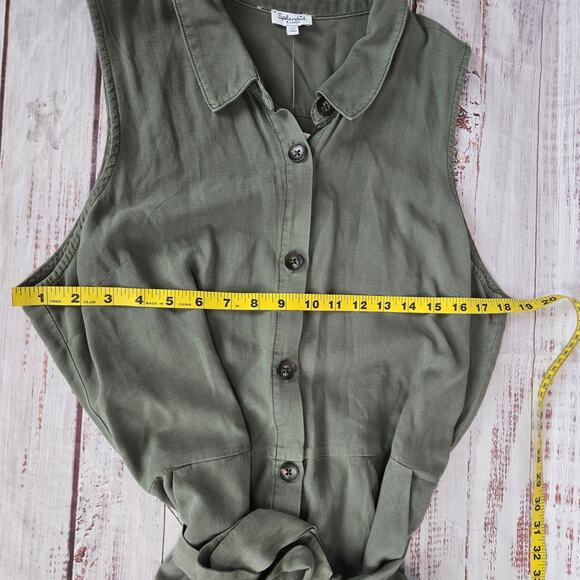 Splendid Helena Crop Jumpsuit Moss XL Moss Green Lagenlook Soft Lightweight NWT - Picture 12 of 16